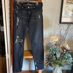 7 For All Mankind Dark Blue Straight Leg Jeans